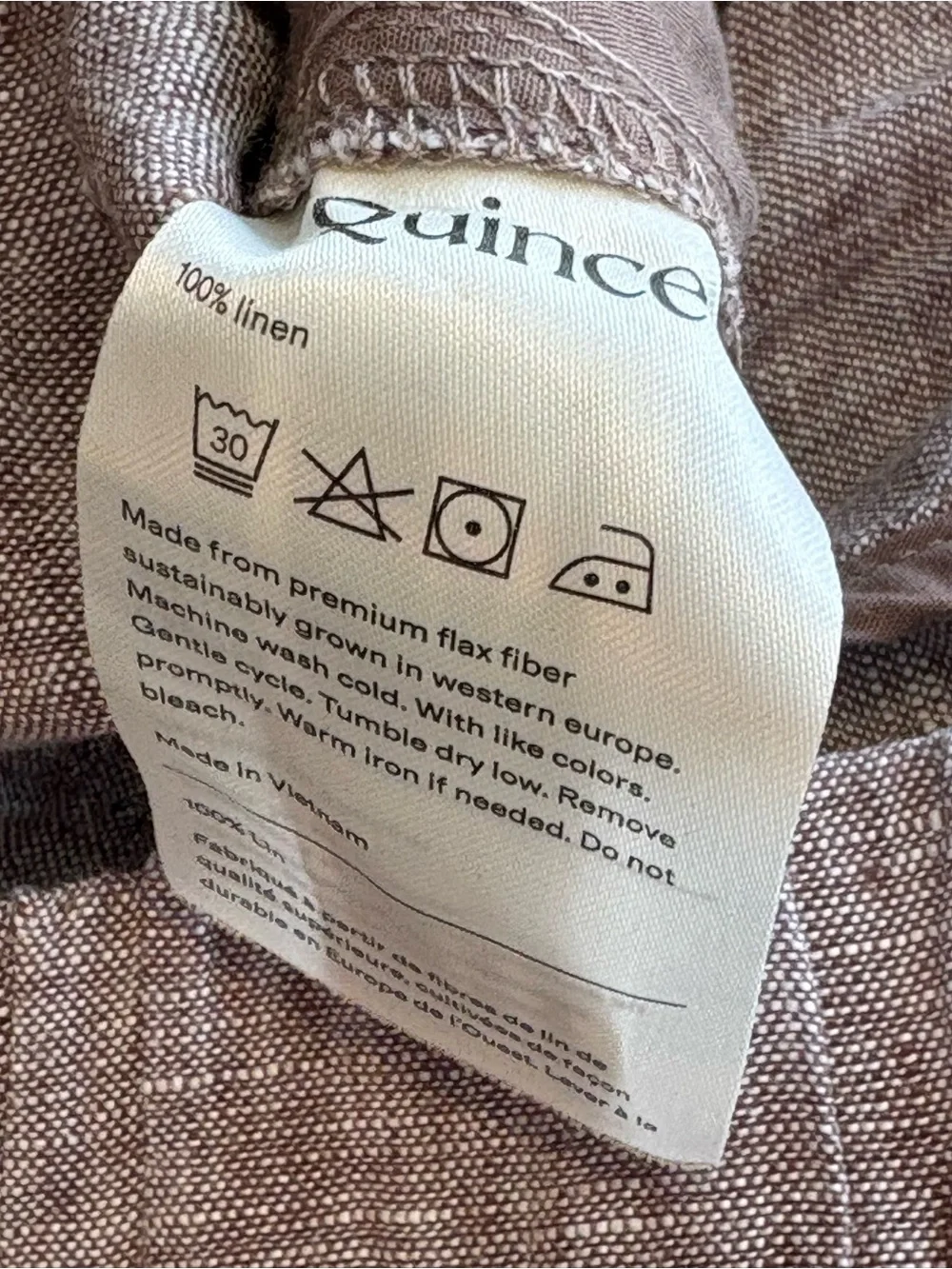 Quince 100% European Linen Pants Medium Taupe Brown Chambray Relaxed Crop